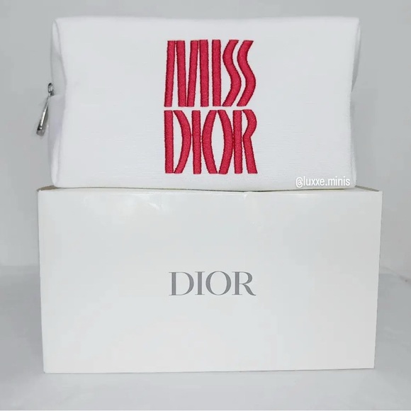 Dior Handbags - Dior Canvas White & Red Makeup Bag NIB
